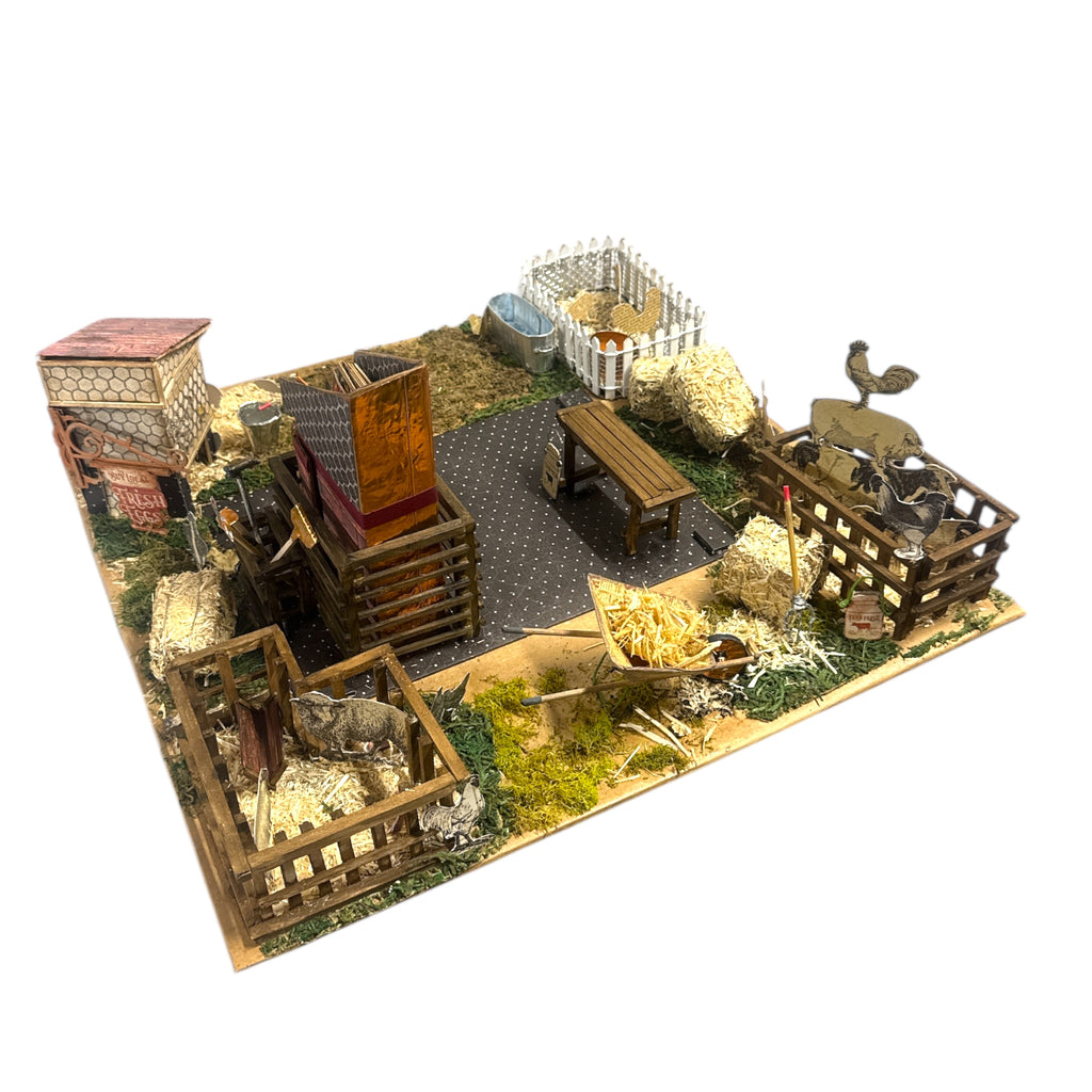 Handcrafted Barn and Farm Scene Diorama Paper Creation
