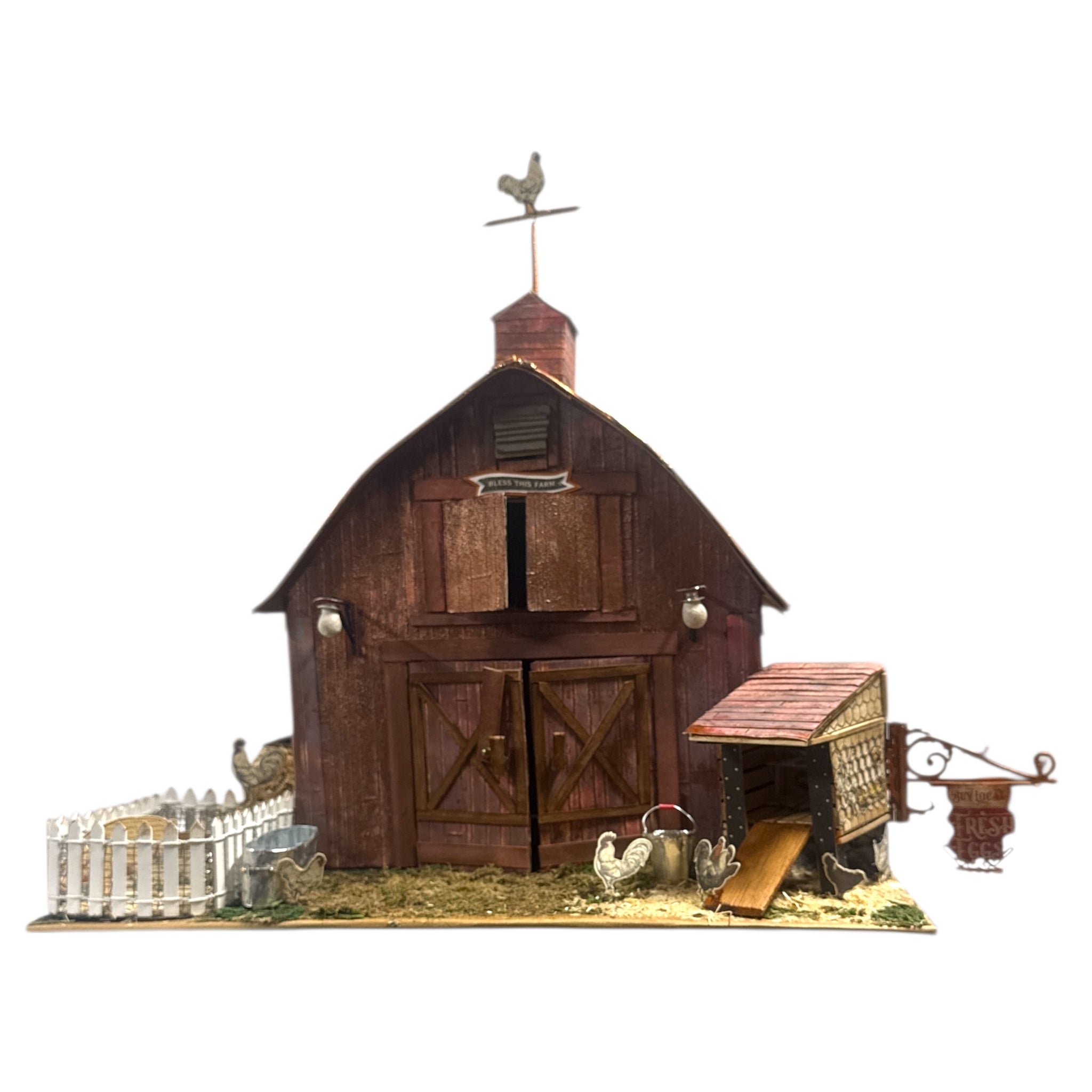 Handcrafted Barn and Farm Scene Diorama Paper Creation