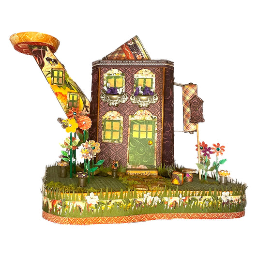 Handcrafted Fruit and Flora Watering Can House Paper Creation image 0