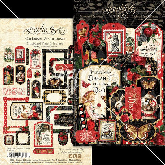 Graphic 45 Curiouser & Curiouser Chipboard Tags and Frames – SKU 4502942 image 0