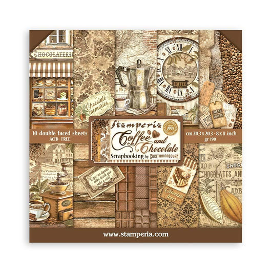 Stamperia Coffee and Chocolate 8x8 Small Scrapbooking Pad - SKU SBBS93 image 0