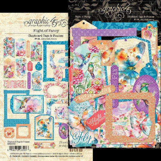 Graphic 45 Flight of Fancy Chipboard Tags & Frames – SKU 4502858 image 0