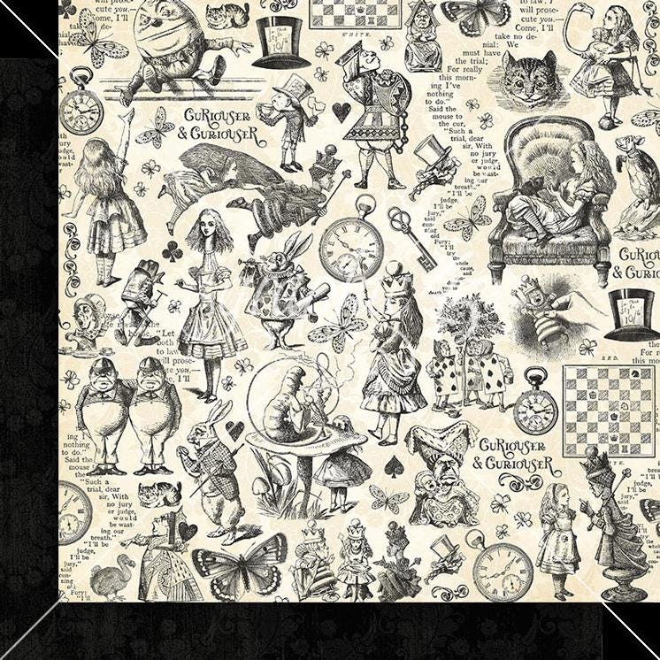 Graphic 45 Curiouser & Curiouser 2×12 Patterns and Solids Pack – SKU 4502939 image 2