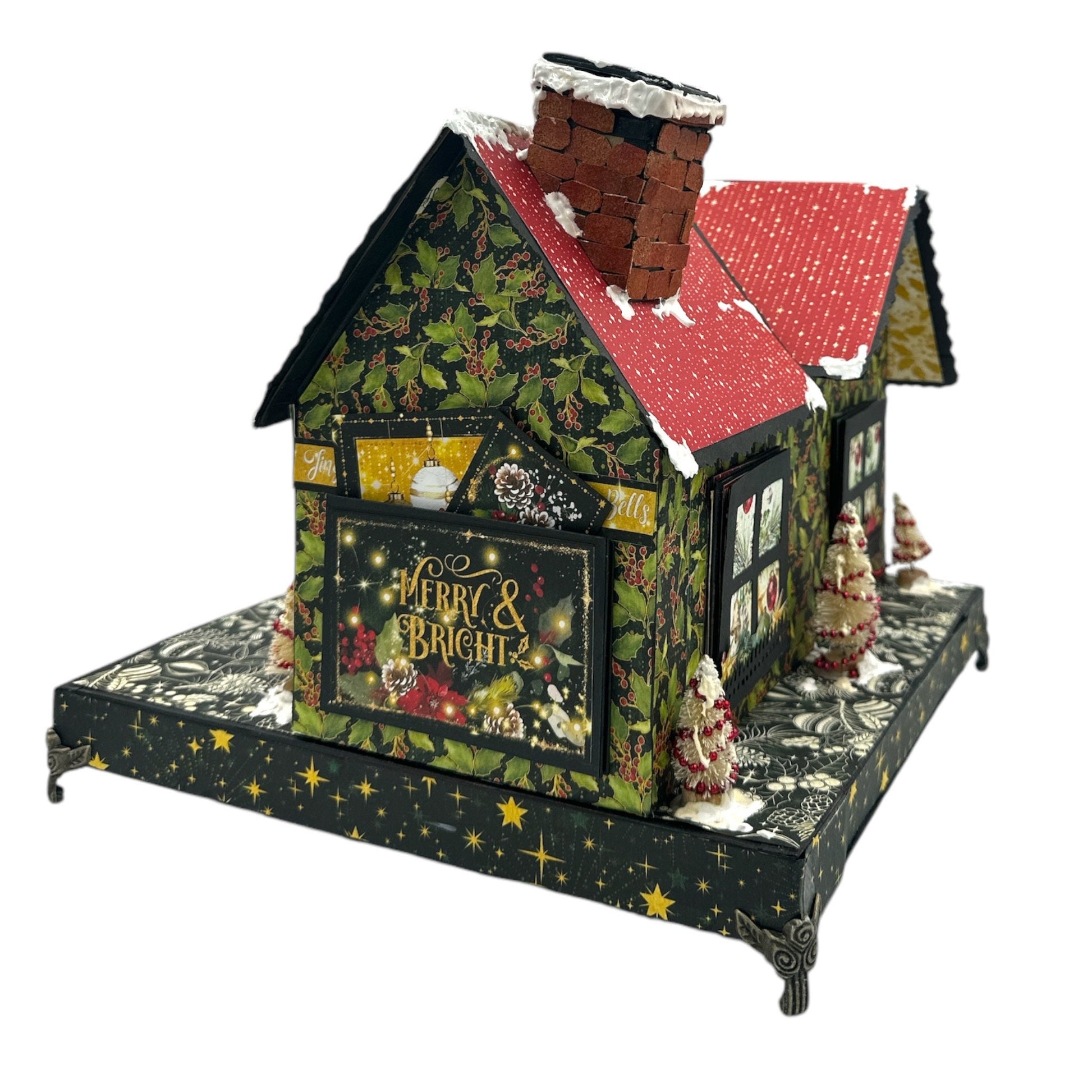 Handcrafted Merry & Bright Christmas House Paper Creation image 4