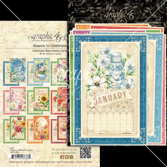 Graphic 45 Season to Celebrate Calendar Ephemera Cards – SKU 4502959 image 0
