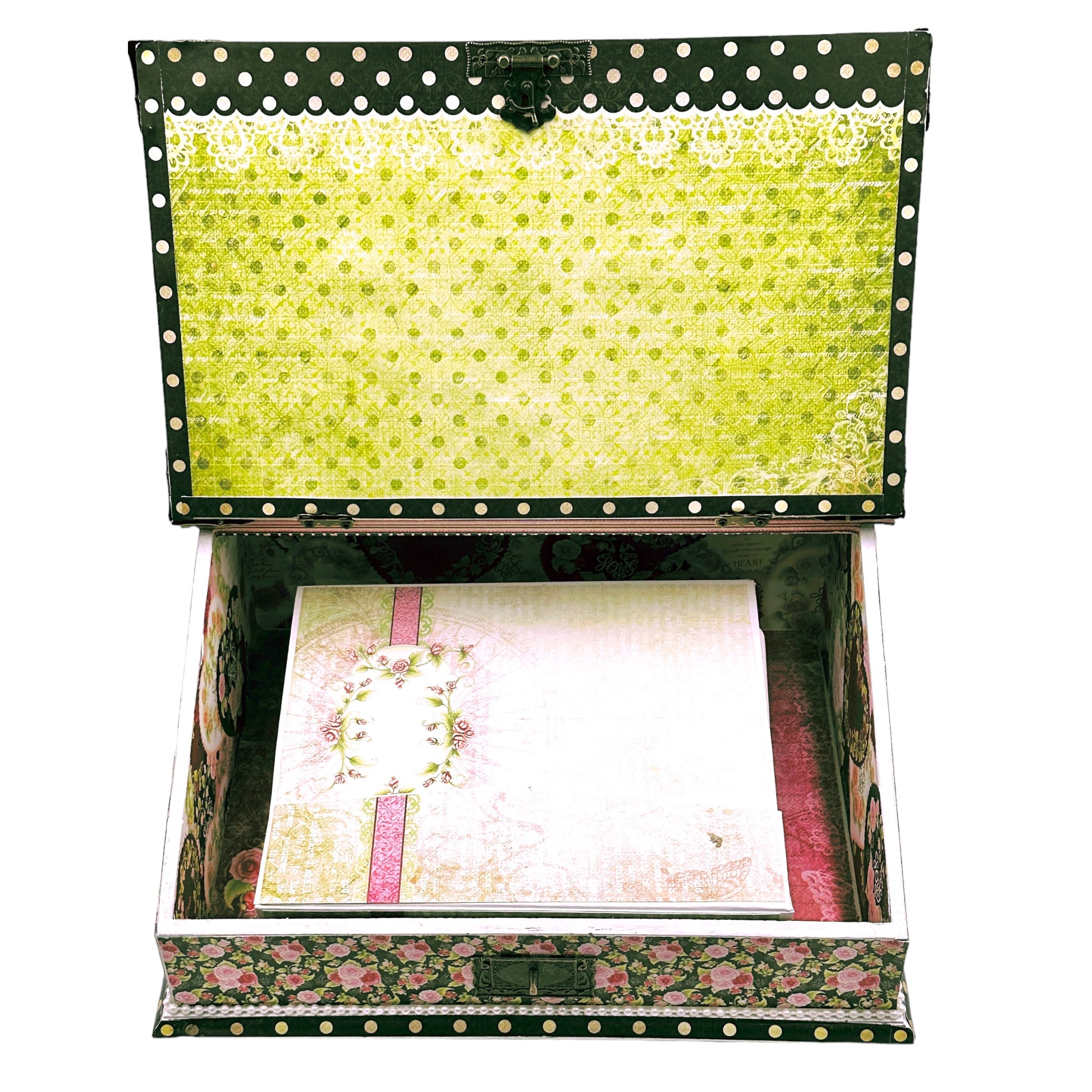 Handcrafted Wooden Rose Inspired Altered Art Memory Box image 3