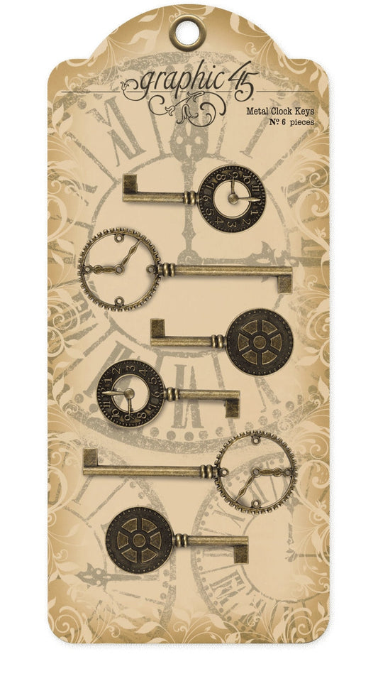 Graphic 45 Antique Brass Metal Clock Keys - SKU 4501293 image 0