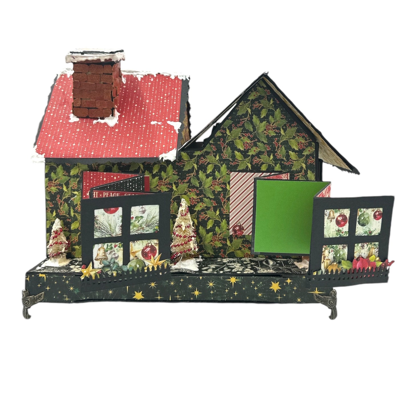 Handcrafted Merry & Bright Christmas House Paper Creation image 3