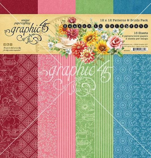 Graphic 45 Season to Celebrate 12×12 Patterns and Solids Pack – SKU 4502954 image 0