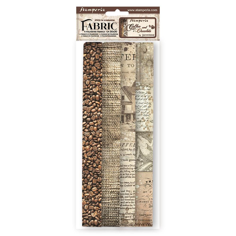 Stamperia Coffee and Chocolate Collection 4 Pack Fabric Sheets - SKU SBPLT19 image 0