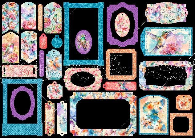 Graphic 45 Flight of Fancy Chipboard Tags & Frames – SKU 4502858 image 1