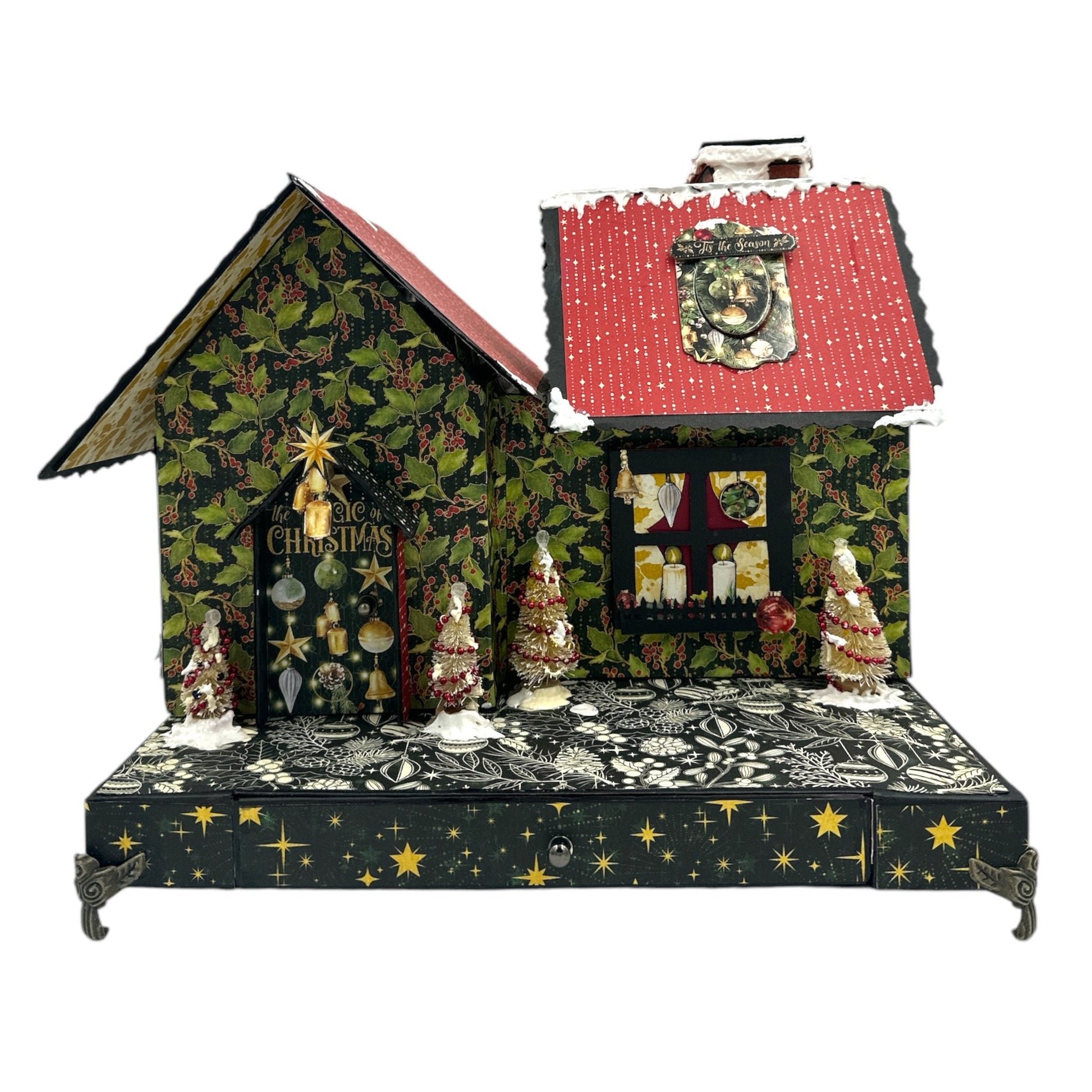 Handcrafted Merry & Bright Christmas House Paper Creation image 0