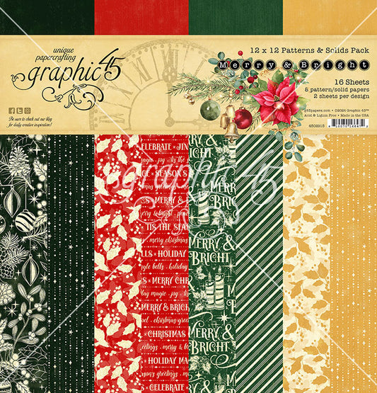 Graphic 45 Merry and Bright 12x12 Patterns and Solids Pack– SKU 4502915 image 0