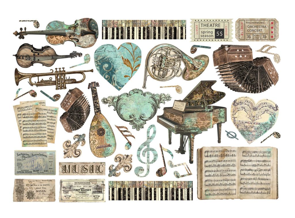 Stamperia Music Collection Ephemera Adhesive Cut Outs - SKU DFLCT56 image 1
