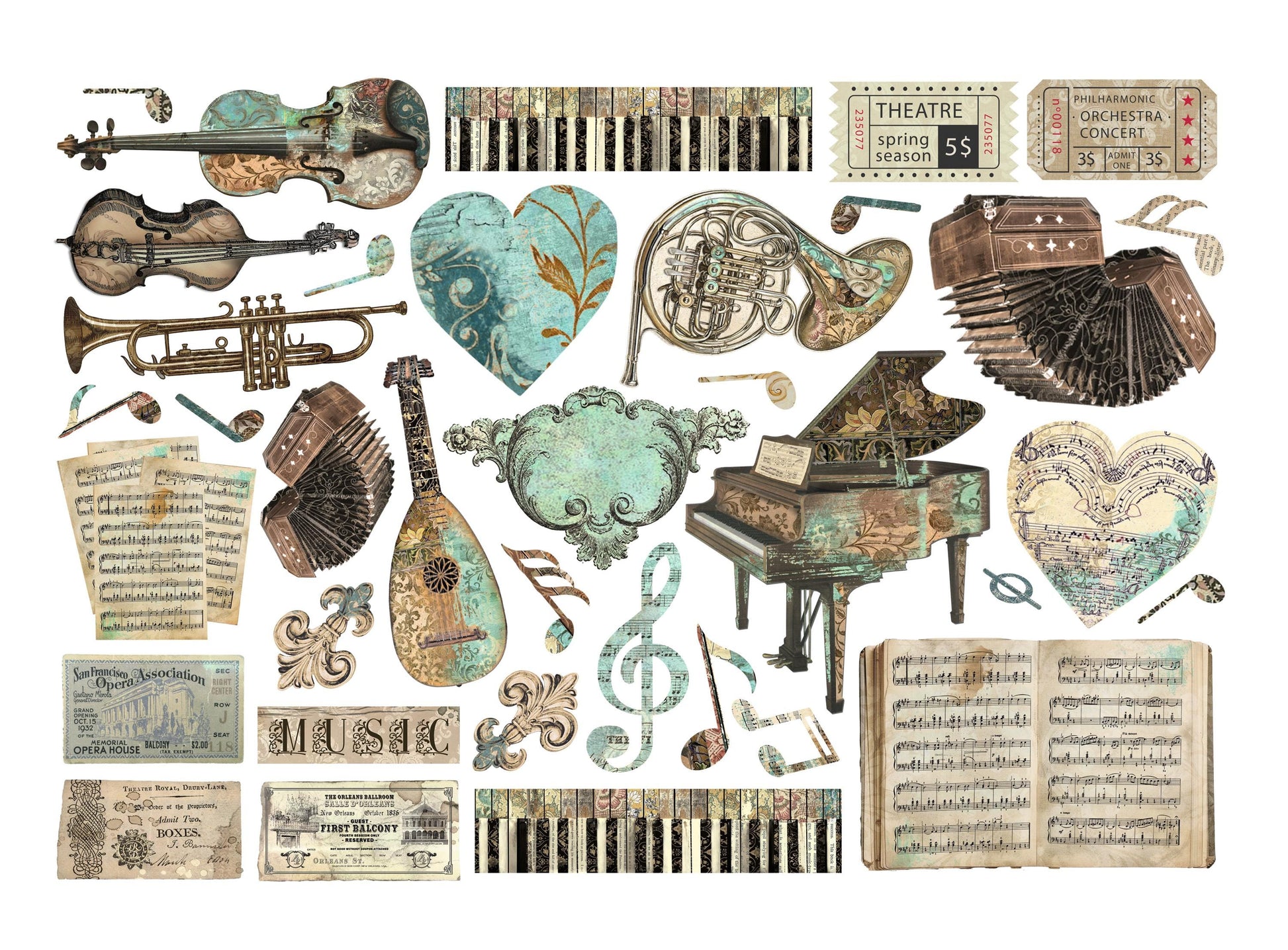 Stamperia Music Collection Ephemera Adhesive Cut Outs - SKU DFLCT56 image 1