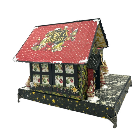 Handcrafted Merry & Bright Christmas House Paper Creation image 1