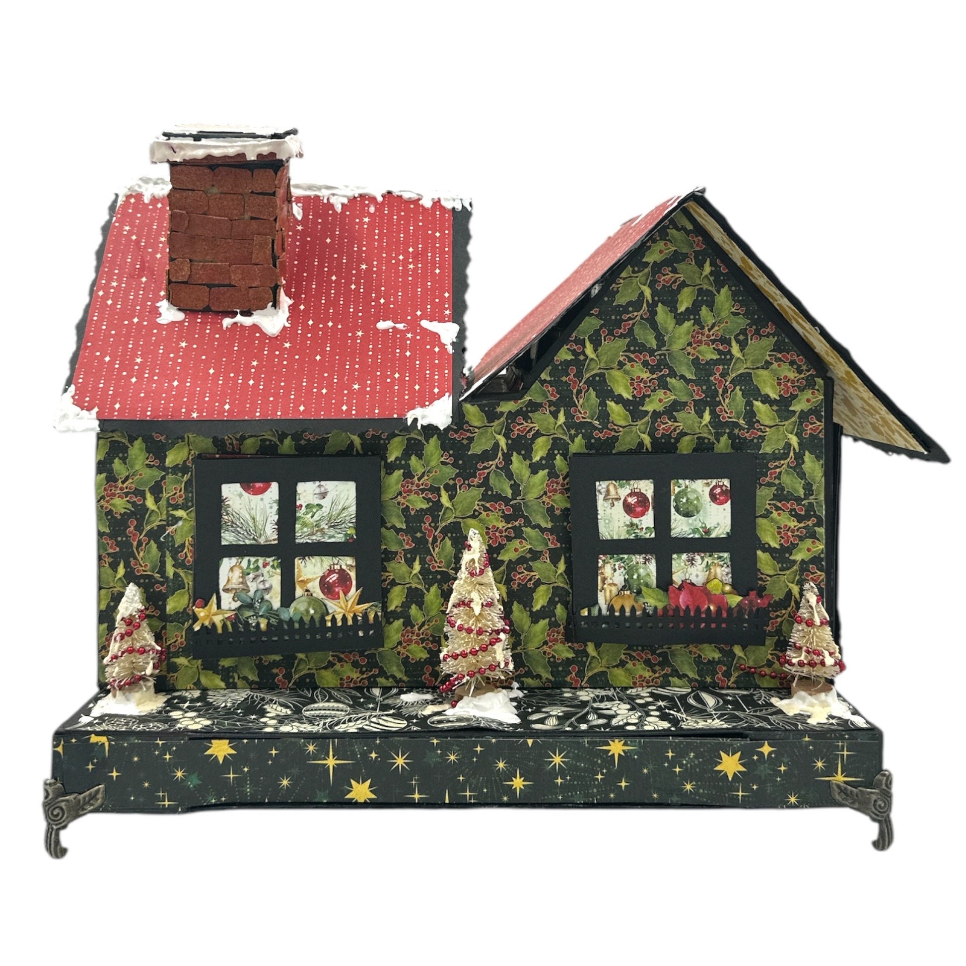 Handcrafted Merry & Bright Christmas House Paper Creation image 2
