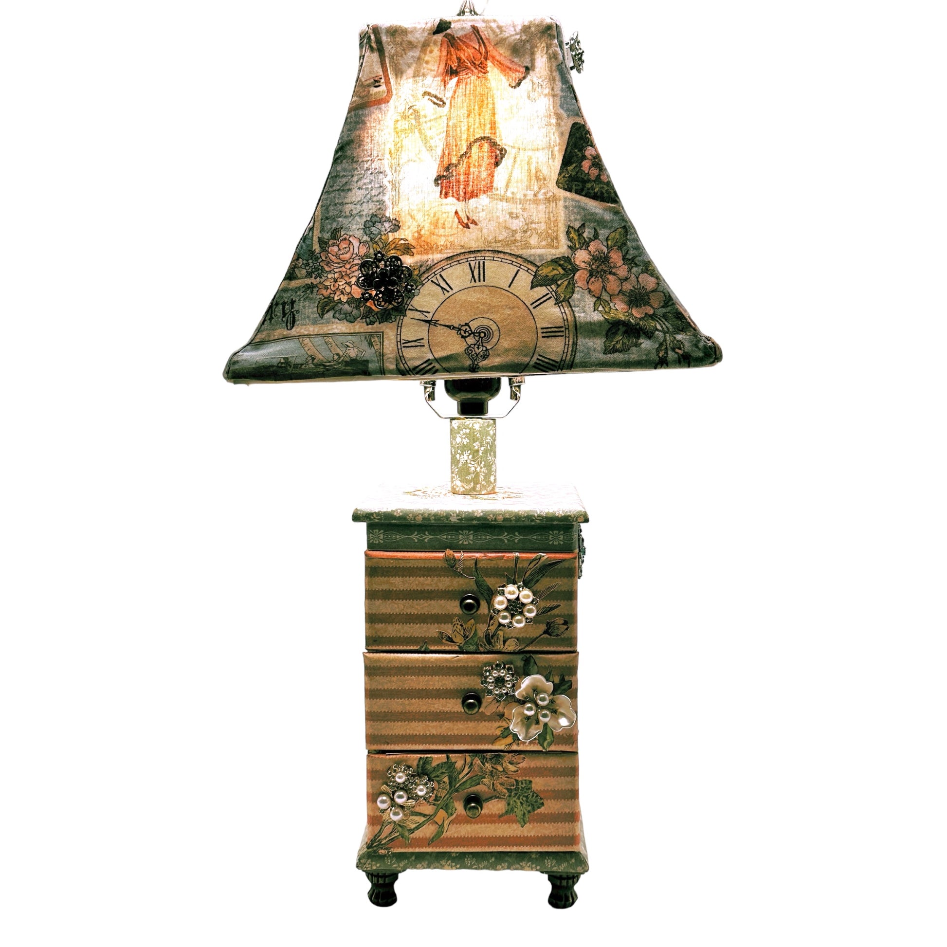 Handcrafted A Lady's Diary Lamp Altered Art Paper Creation image 0