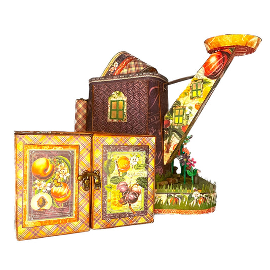 Handcrafted Fruit and Flora Watering Can House Paper Creation image 1